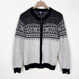 Vintage Icelandic Wool Fair Isle Knit Cardigan Sweater Fisherman Scandinavian